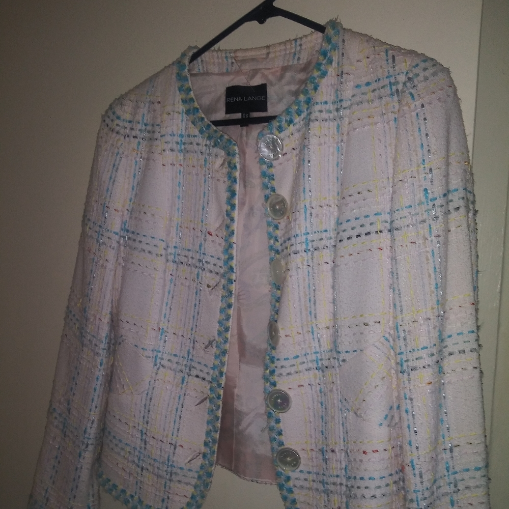 Rena Lange pink tweed summer jacket